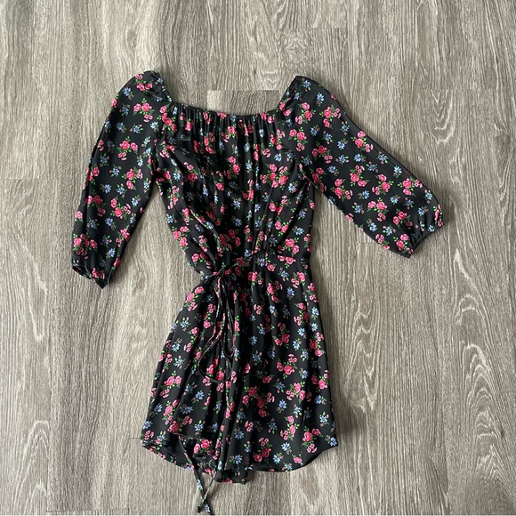 Reformation Black Floral Wrap Dress - Picture 5 of 6